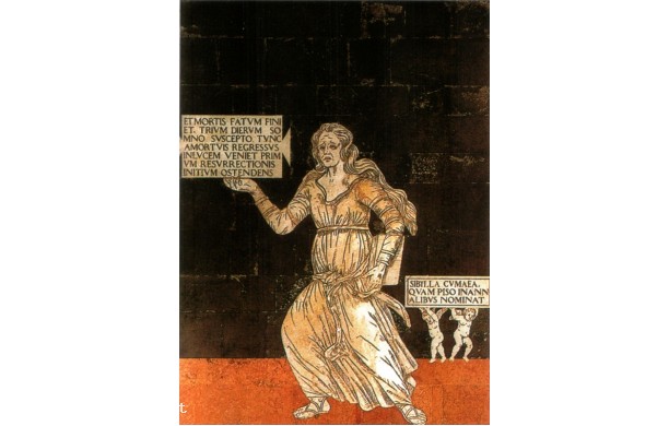 002 Tarsia pavimentale  della navata destra - Sibilla Cumea