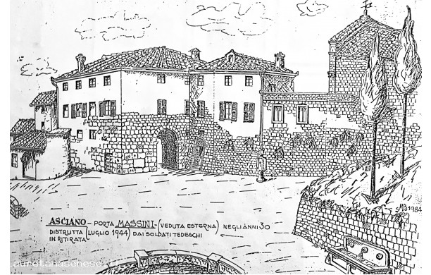 1984 - Schizzo a china di Porta Massini dall'esterno