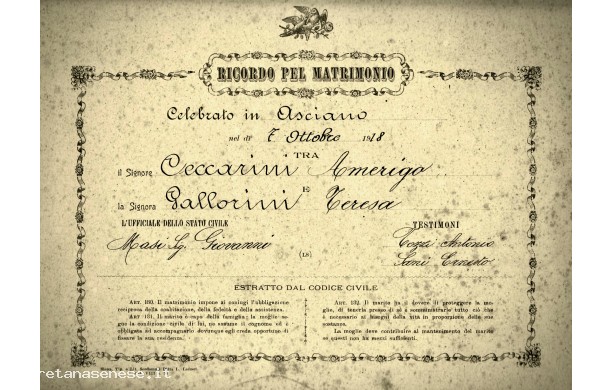 1918, Lunedì 7 Ottobre - Ricordo di Matrimonio