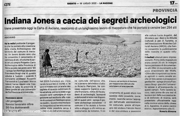 2022, Venerdì 16 Luglio - Articolo di Rosario Simone sulla Carta Archeologica