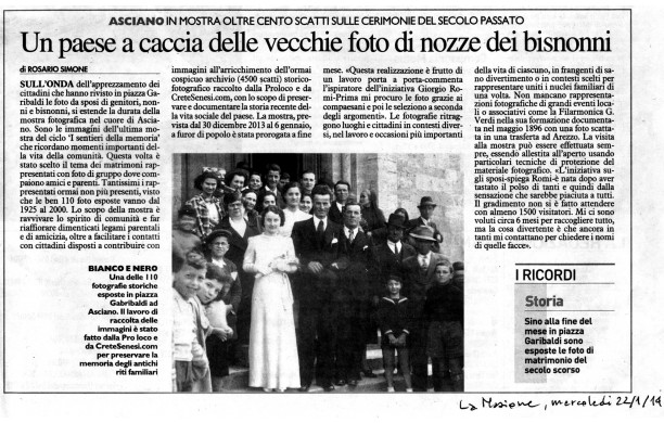 2014, Gennaio - Mostra OGGI SPOSI, recensione giornalistica