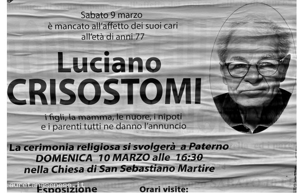 2024, Sabato 9 Marzo - Ci ha lasciato LUCIANO CRISOSTOMI