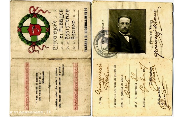 1927 - Tessera della PUBBLICA ASSISTENZA
